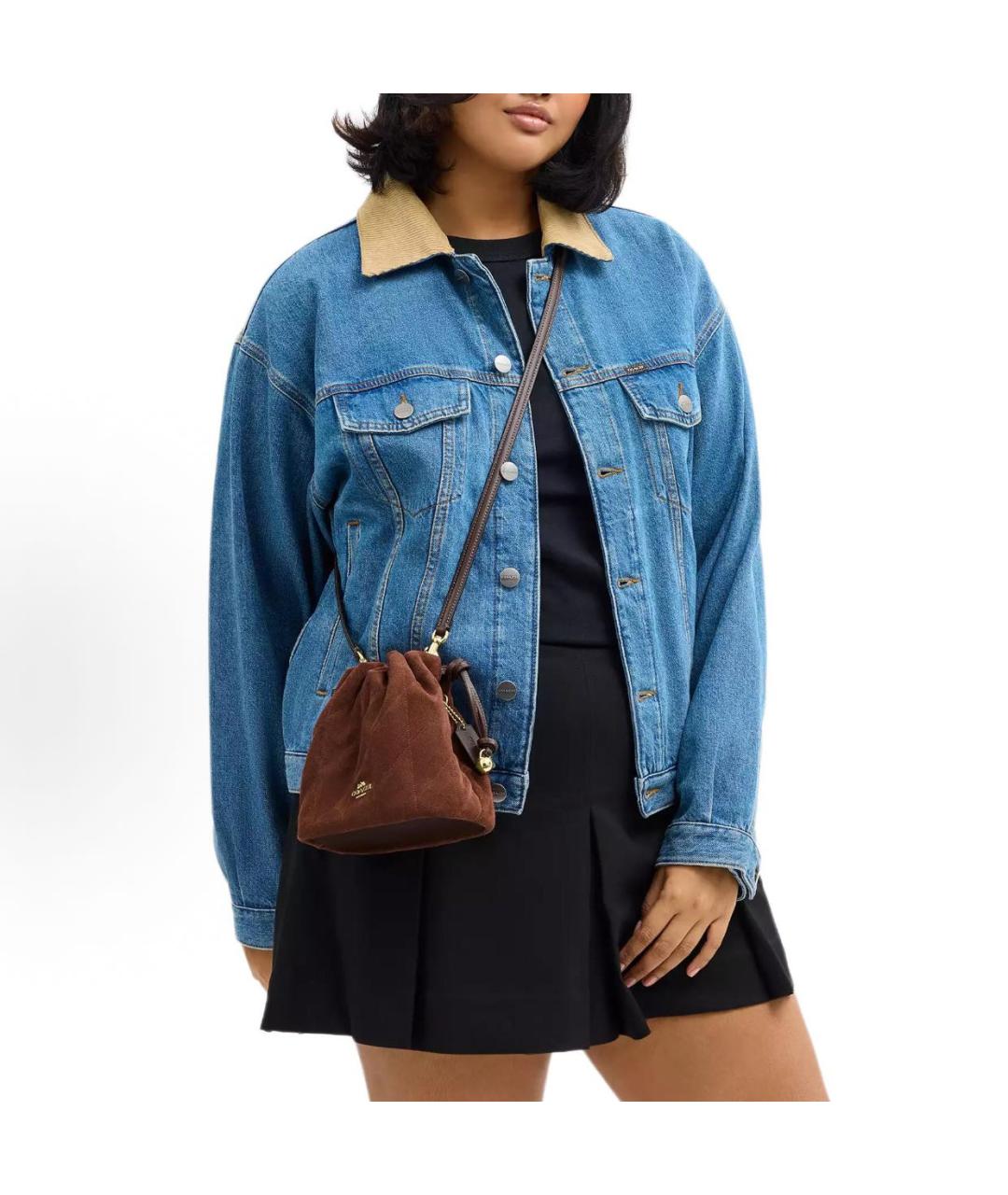 COACH Коричневая замшевая сумка через плечо, фото 4