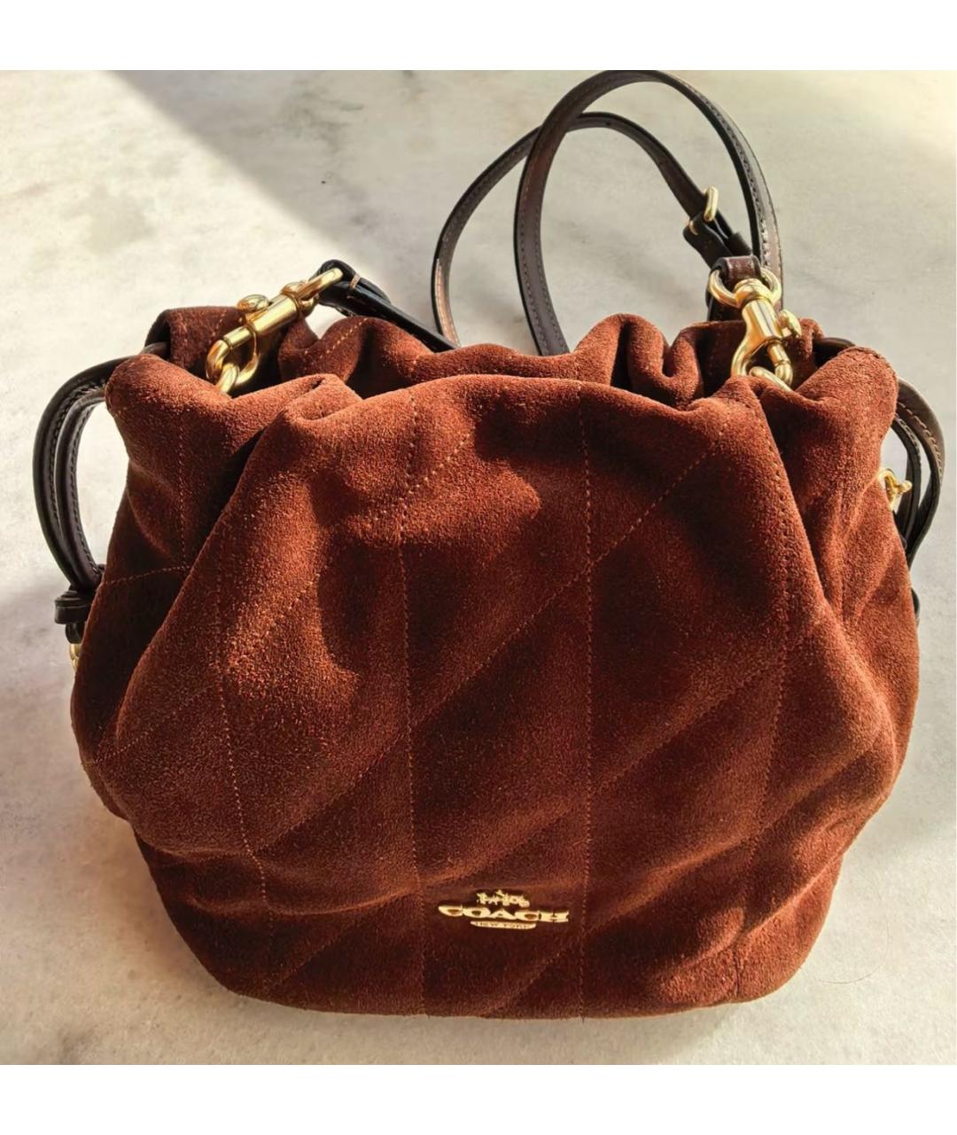 COACH Коричневая замшевая сумка через плечо, фото 7