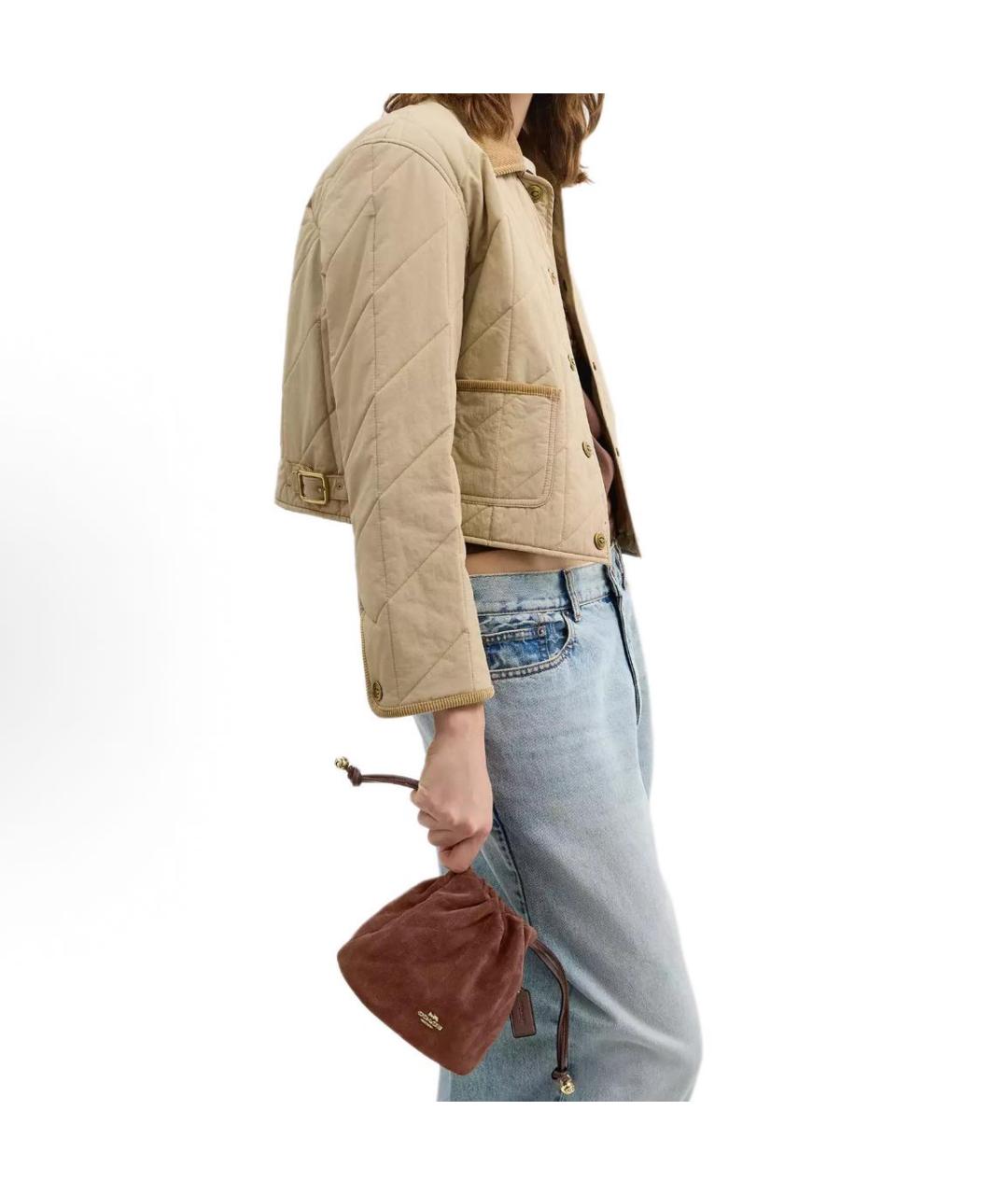 COACH Коричневая замшевая сумка через плечо, фото 5