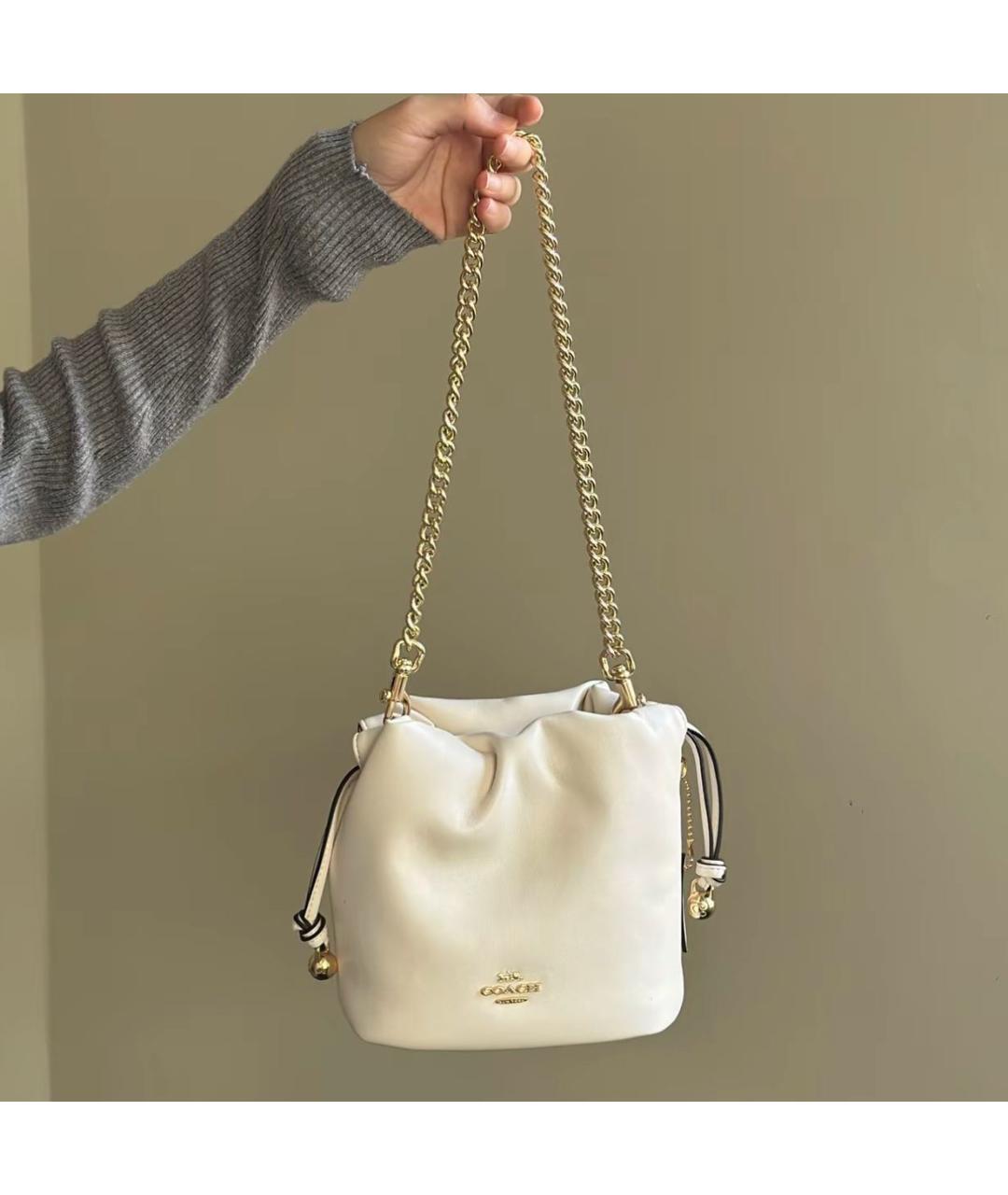 COACH Белая кожаная сумка через плечо, фото 8