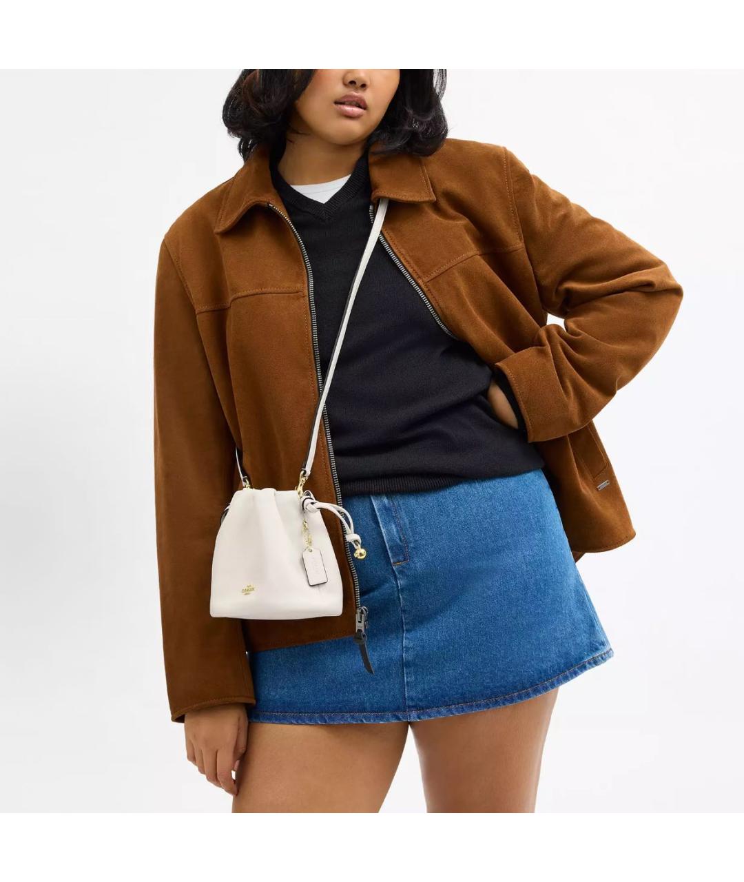 COACH Белая кожаная сумка через плечо, фото 5