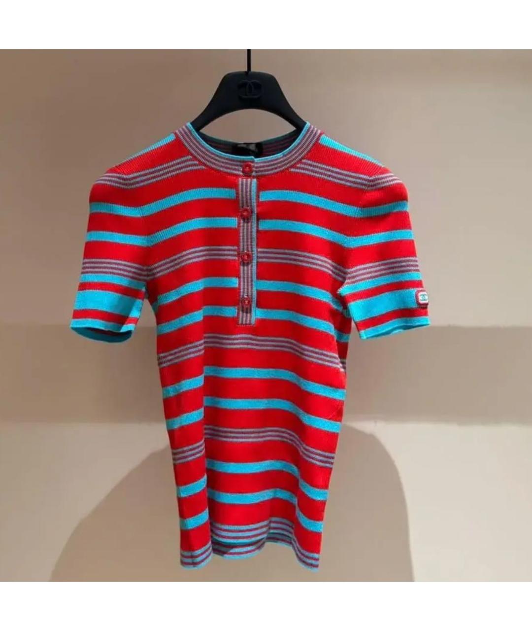 CHANEL Красная хлопковая футболка, фото 5