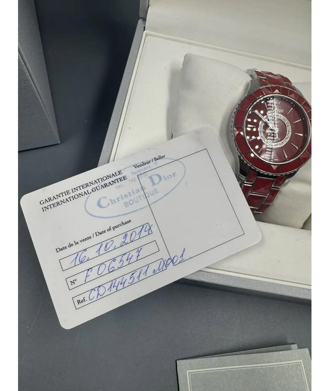 CHRISTIAN DIOR Красные керамические часы, фото 4