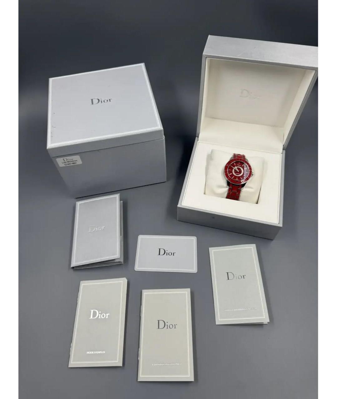 CHRISTIAN DIOR Красные керамические часы, фото 3