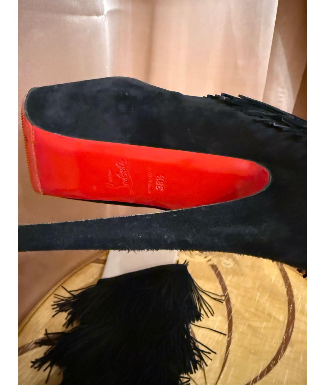 CHRISTIAN LOUBOUTIN Черные замшевые сапоги, фото 4