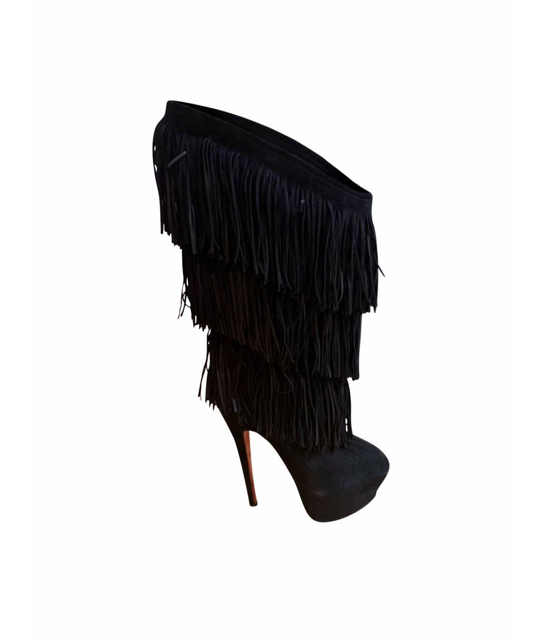 CHRISTIAN LOUBOUTIN Черные замшевые сапоги, фото 1