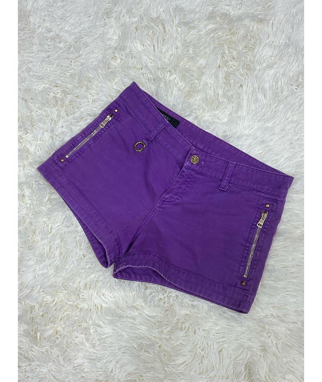 GUCCI Фиолетовые хлопковые шорты, фото 6