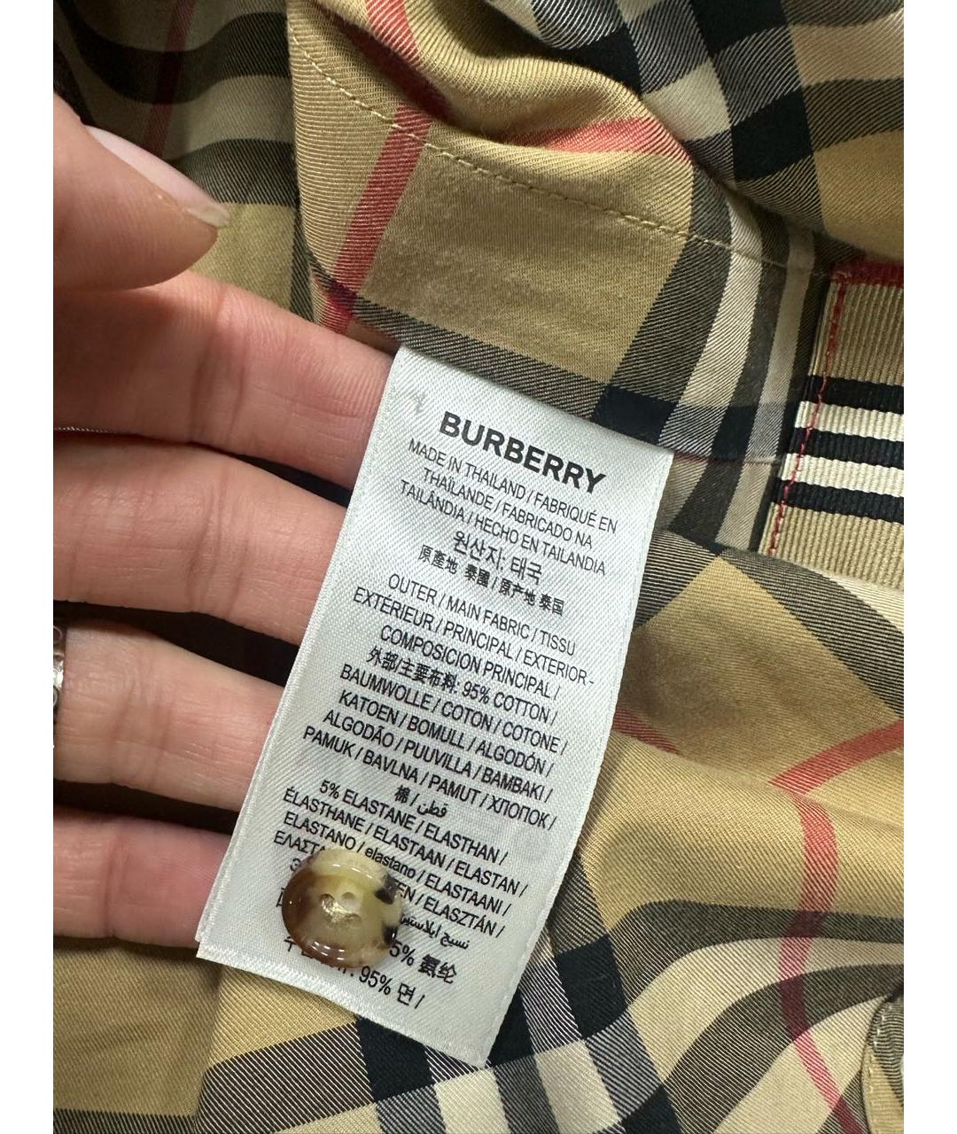 BURBERRY Коричневая хлопковая рубашка, фото 6