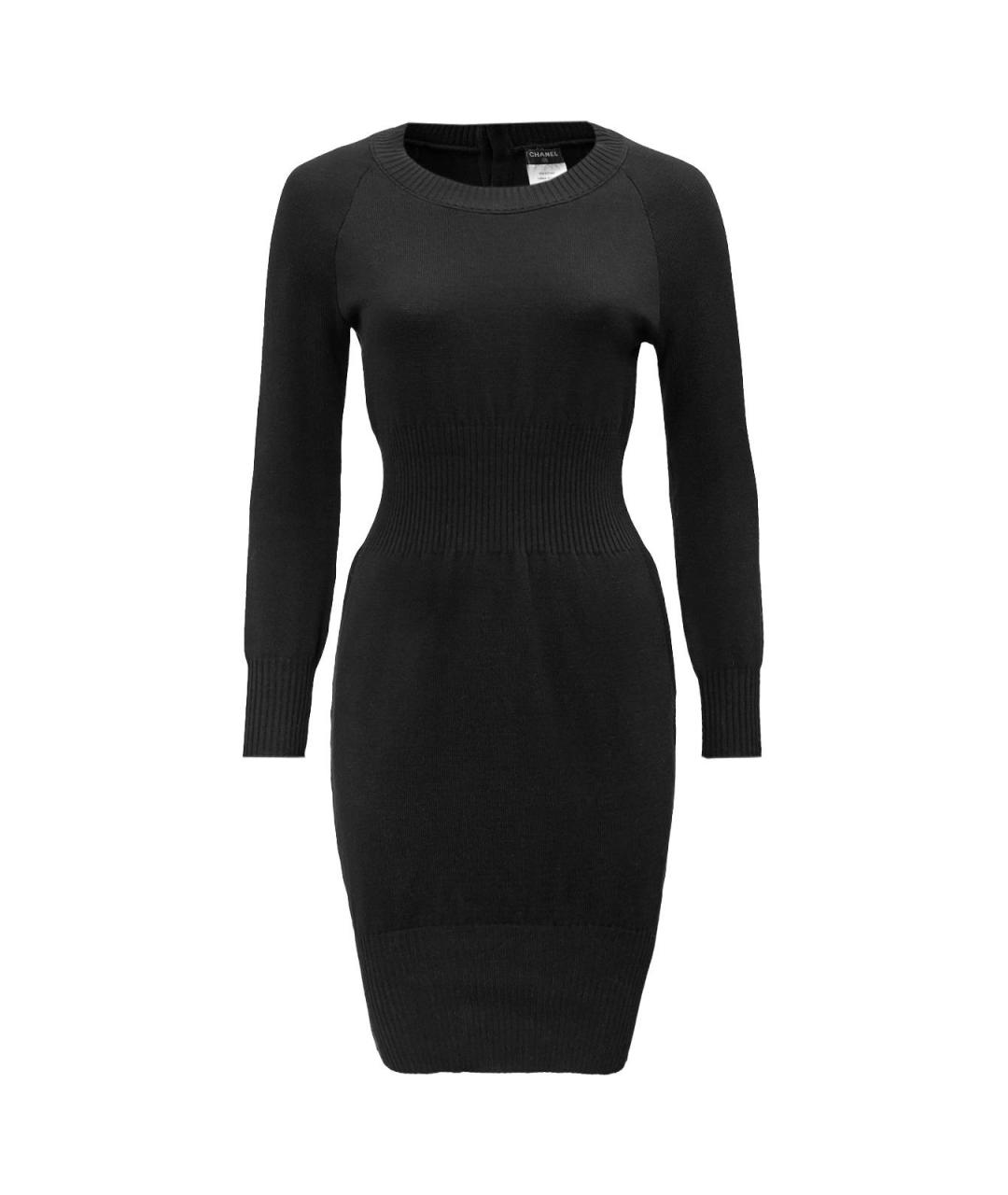 CHANEL Черное шерстяное повседневное платье, фото 1