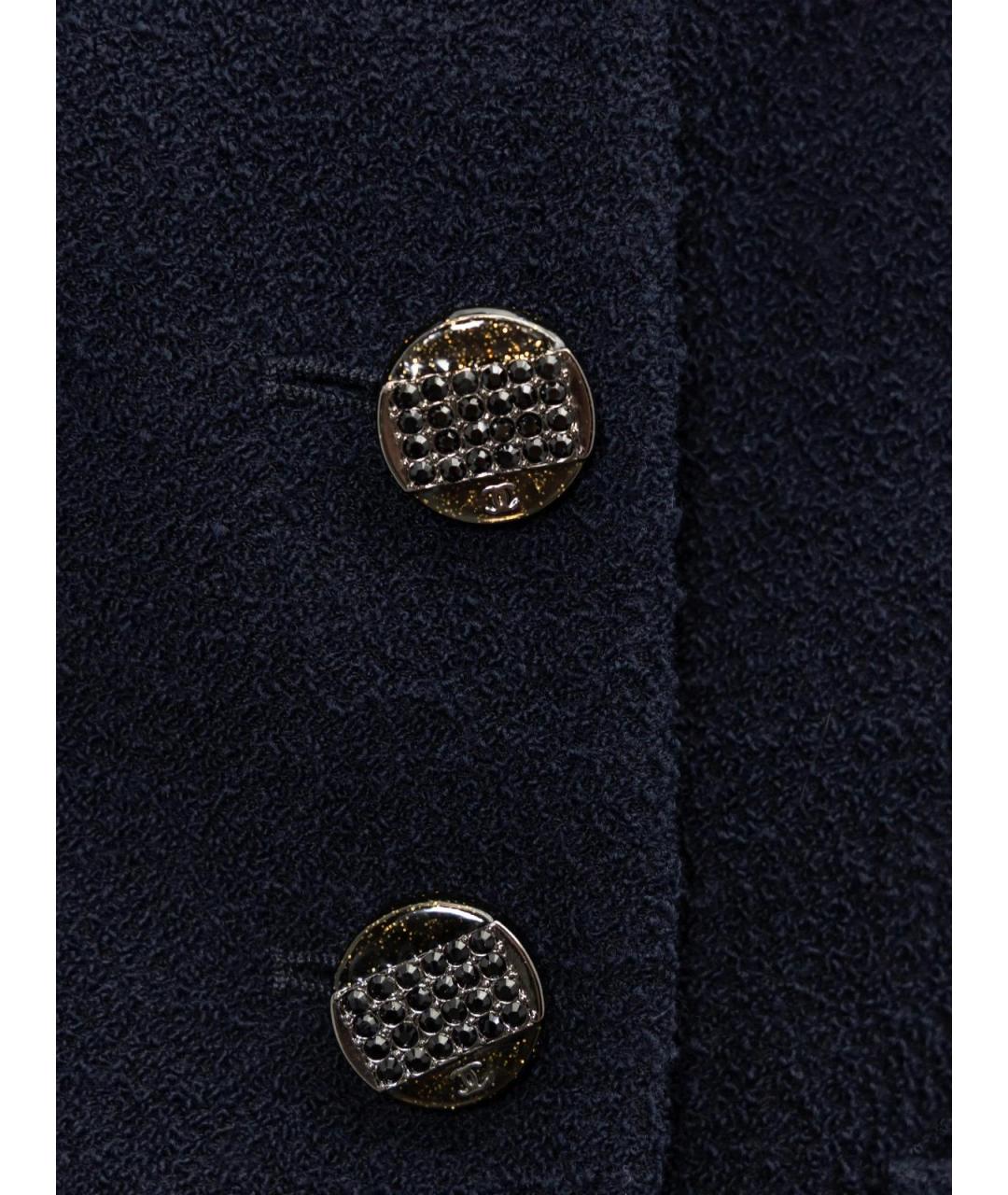 CHANEL Синий шерстяной жакет/пиджак, фото 3