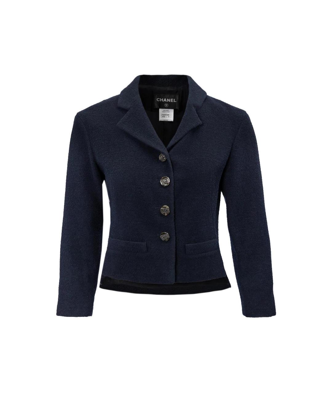 CHANEL Синий шерстяной жакет/пиджак, фото 1