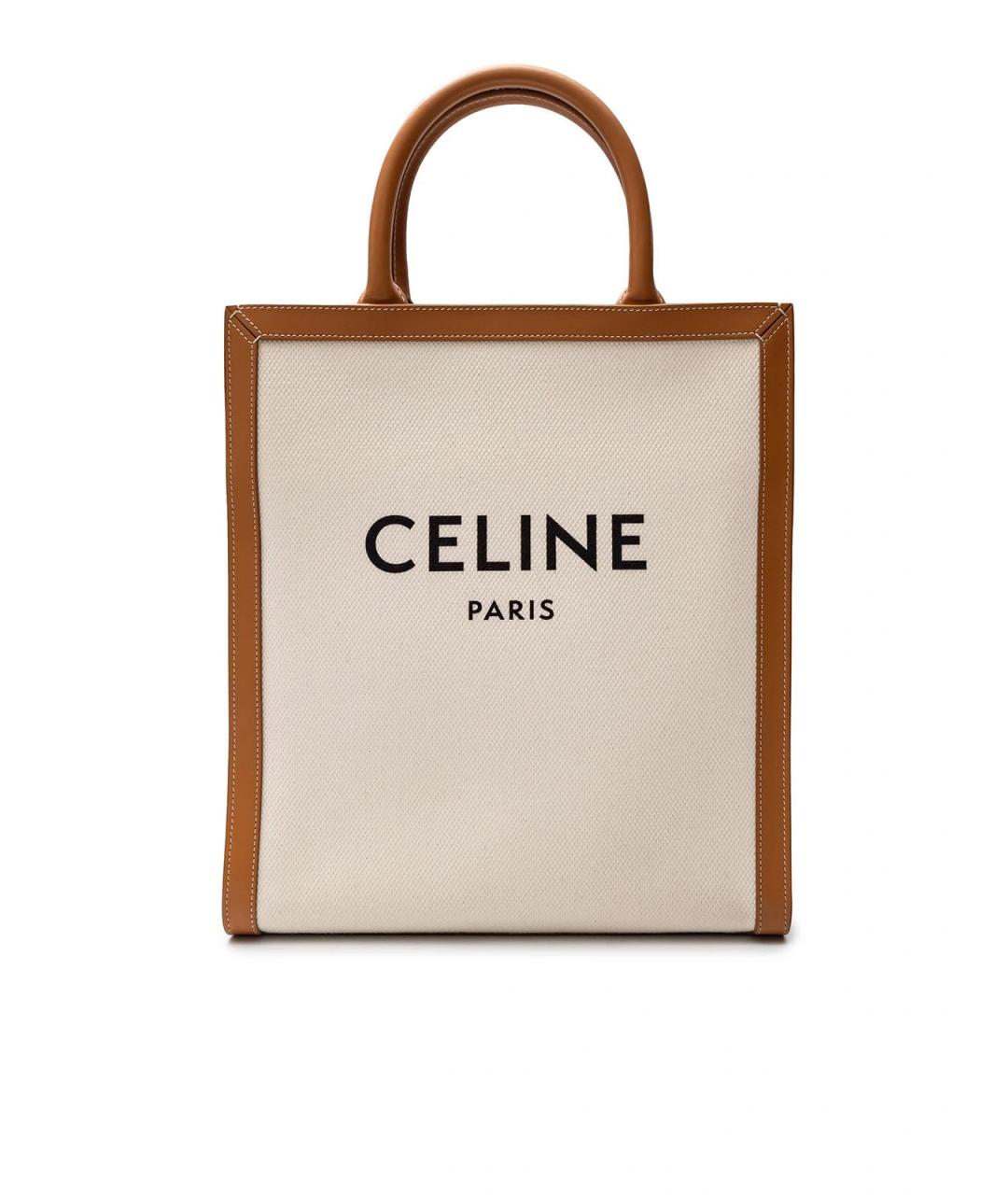 CELINE Бежевая тканевая сумка тоут, фото 6