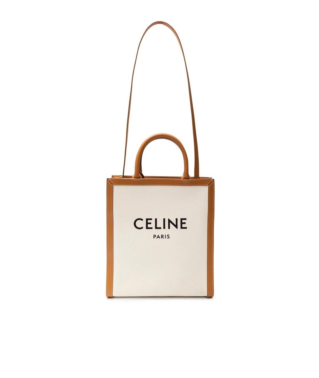 CELINE Бежевая тканевая сумка тоут, фото 4