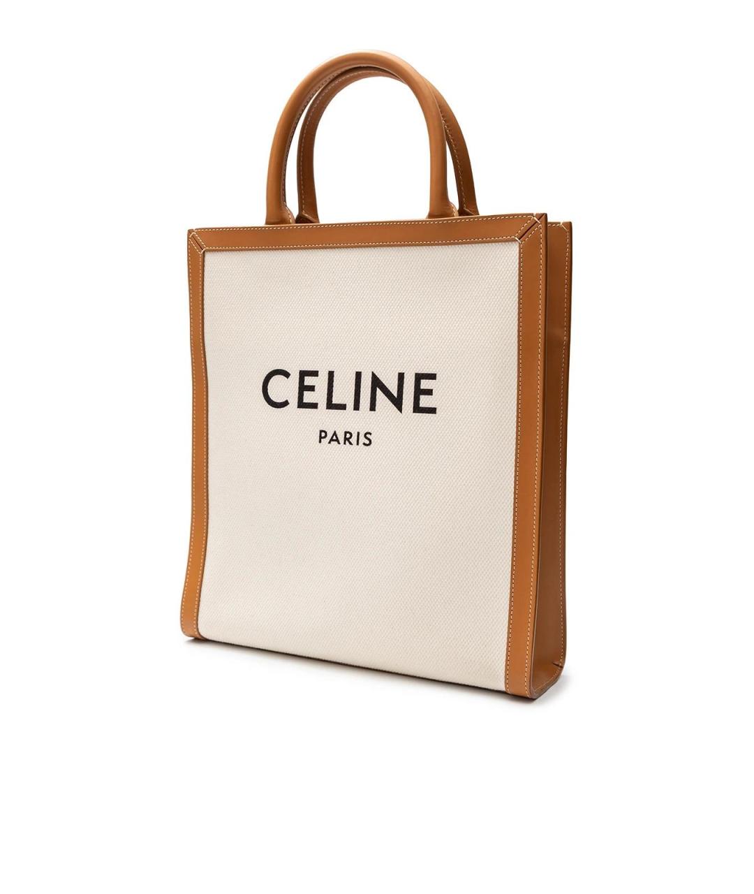 CELINE Бежевая тканевая сумка тоут, фото 2