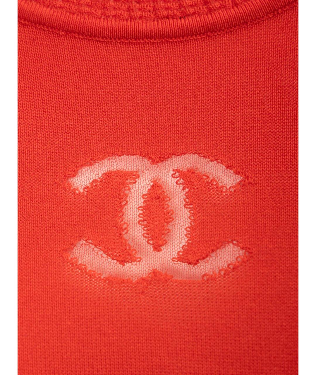 CHANEL Красное хлопковое повседневное платье, фото 3