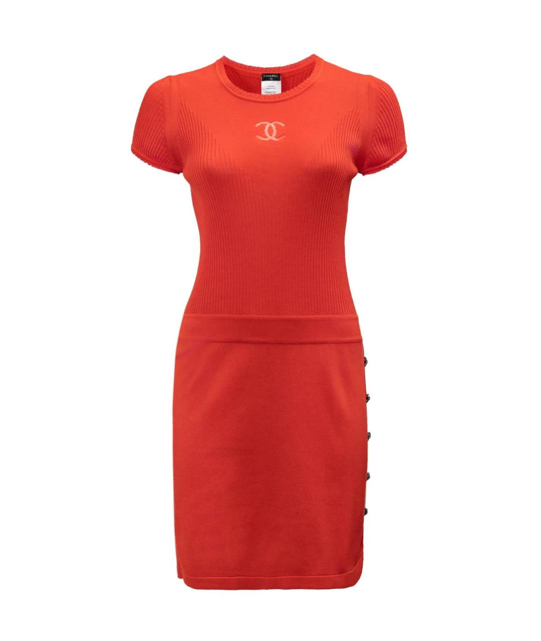 CHANEL Красное хлопковое повседневное платье, фото 1