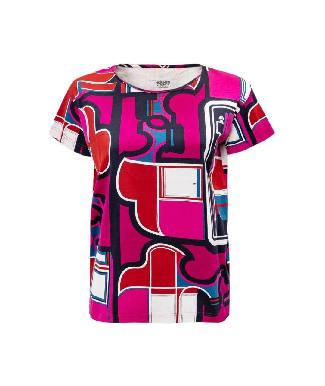HERMES Розовая хлопковая футболка, фото 1