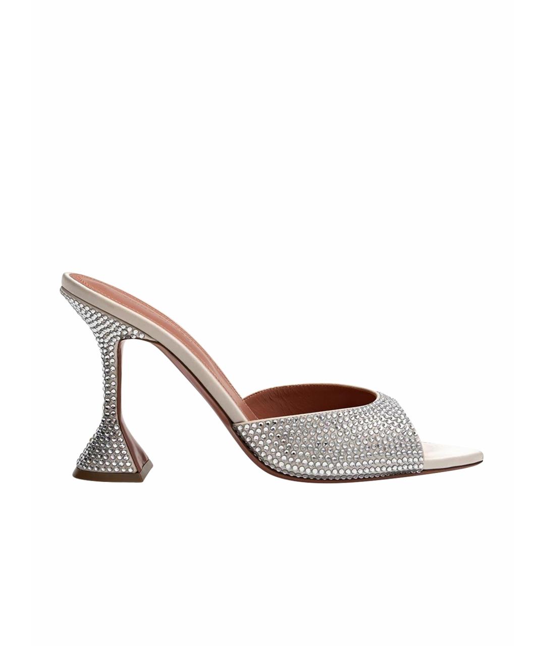 Amina Muaddi Серебряные босоножки, фото 1