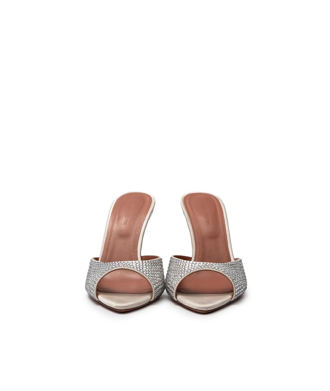 Amina Muaddi Серебряные босоножки, фото 4