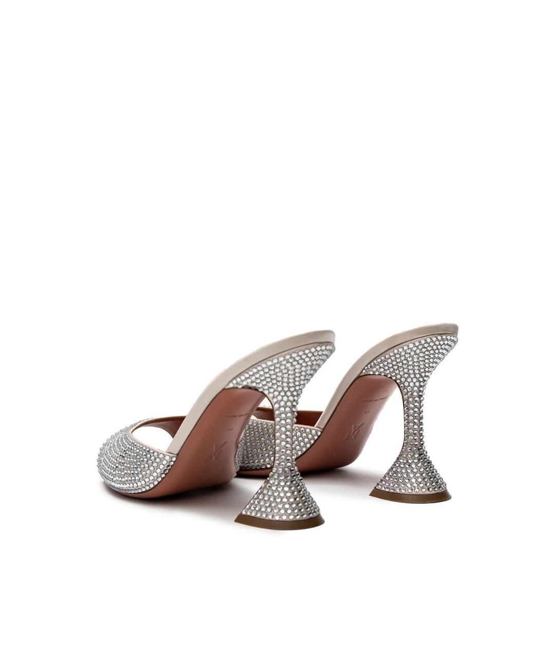 Amina Muaddi Серебряные босоножки, фото 3