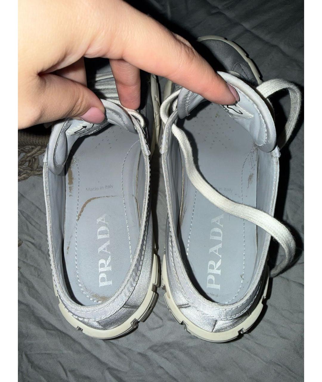 PRADA Голубые текстильные кеды, фото 3