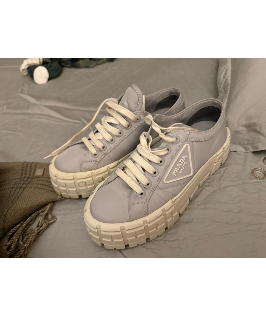 PRADA Голубые текстильные кеды, фото 8