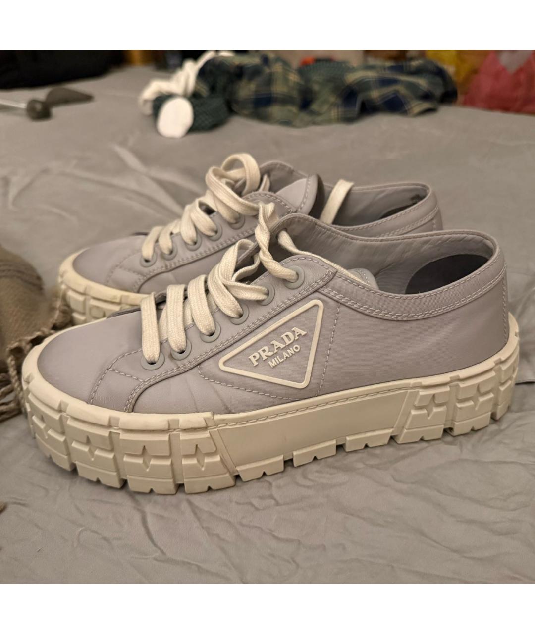 PRADA Голубые текстильные кеды, фото 5