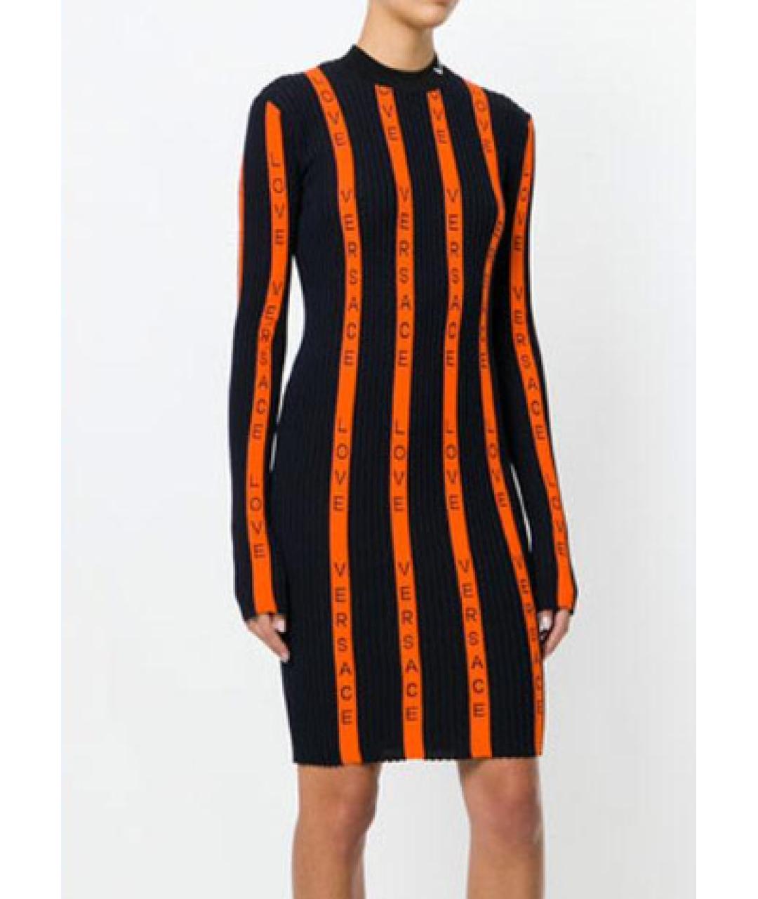 VERSACE Мульти шерстяное повседневное платье, фото 5