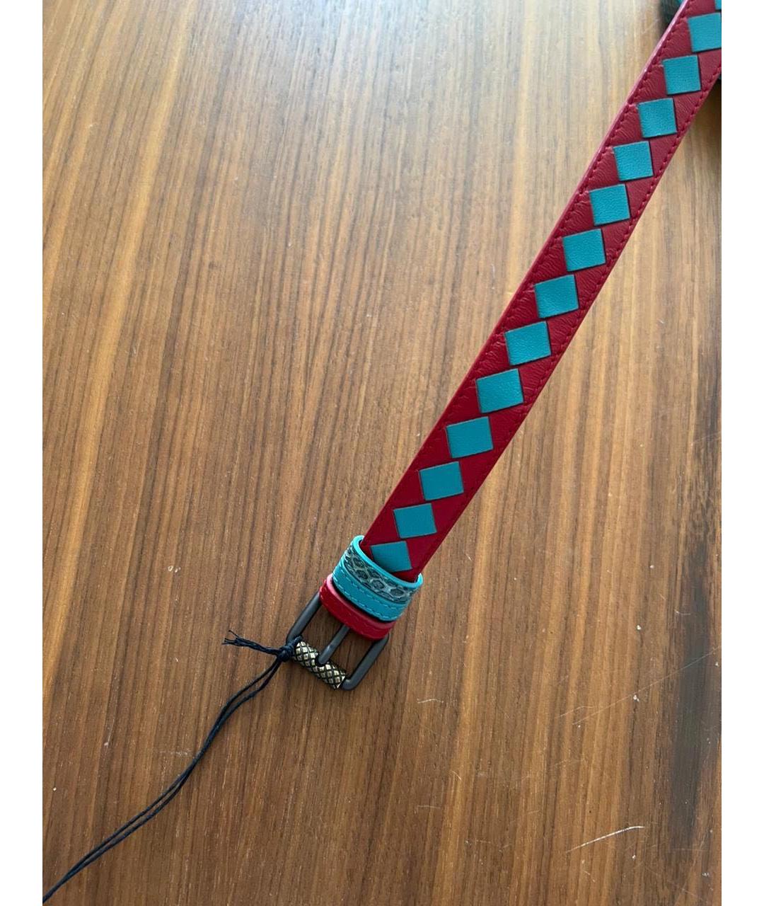 BOTTEGA VENETA Бирюзовый кожаный ремень, фото 6