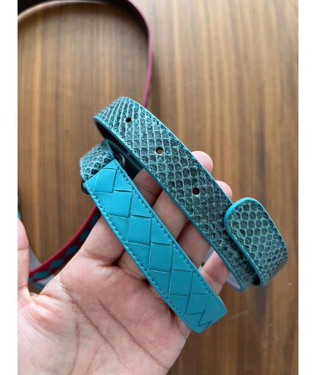 BOTTEGA VENETA Бирюзовый кожаный ремень, фото 2