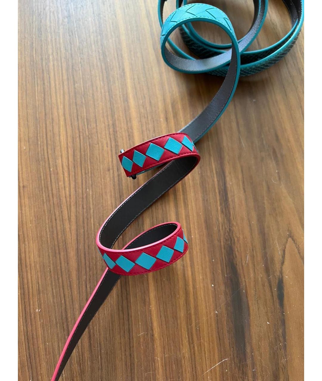 BOTTEGA VENETA Бирюзовый кожаный ремень, фото 5