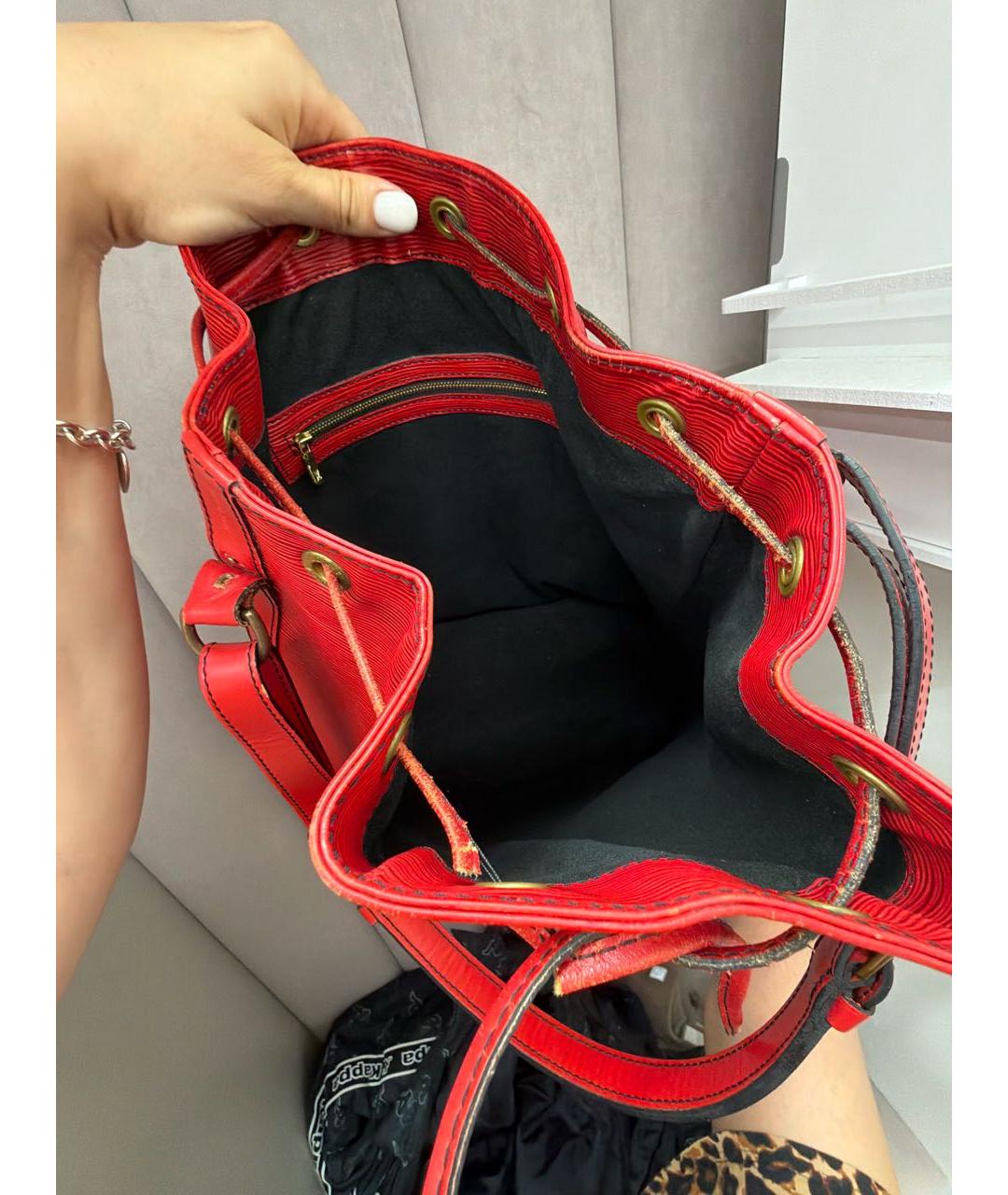 LOUIS VUITTON Красная кожаная сумка тоут, фото 4