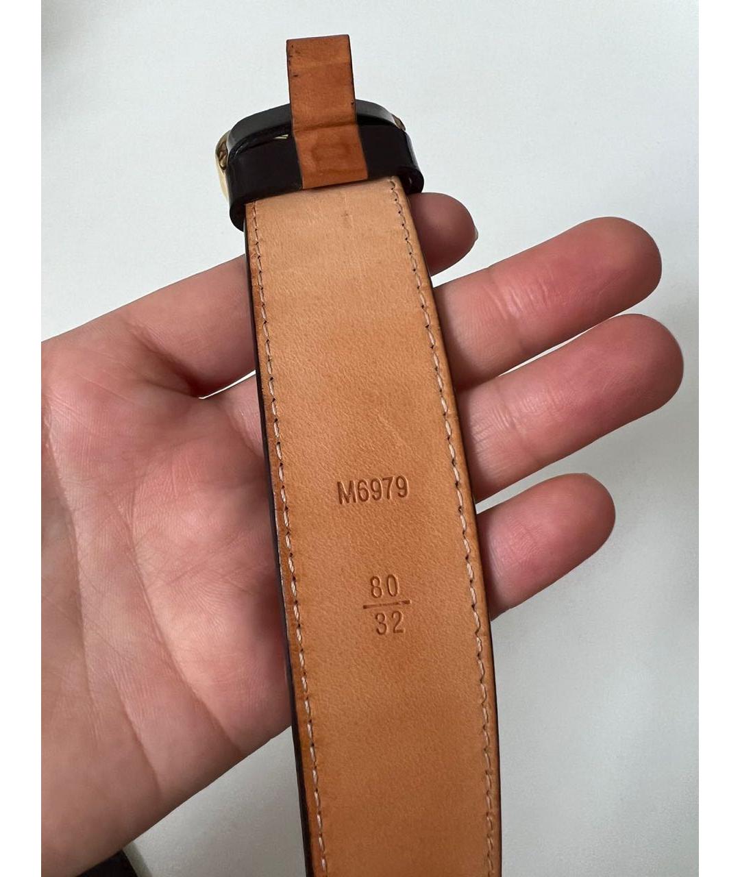 LOUIS VUITTON Коричневый ремень из лакированной кожи, фото 5