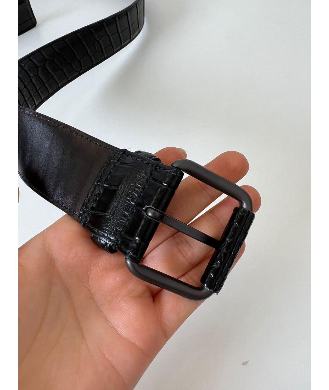 BOTTEGA VENETA Черный кожаный ремень, фото 2