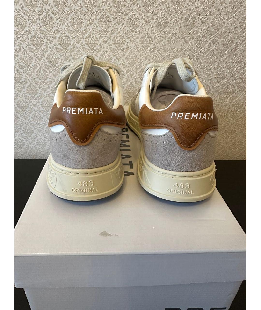 PREMIATA Белые кожаные низкие кроссовки / кеды, фото 4