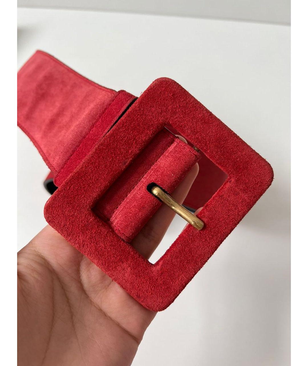 SAINT LAURENT Красный замшевый ремень, фото 6