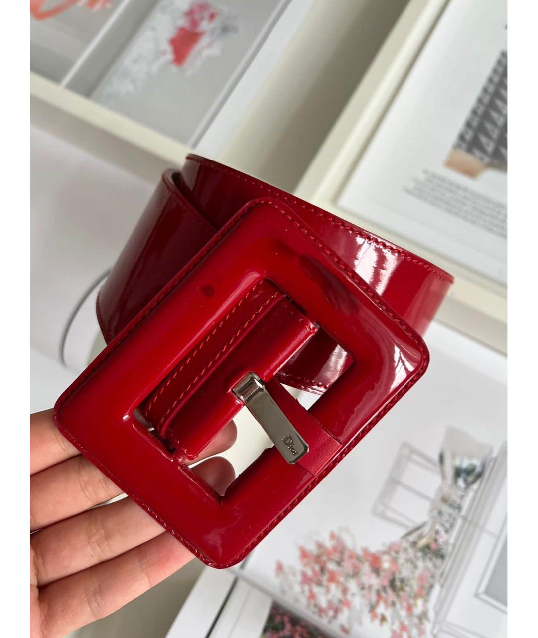 CHRISTIAN DIOR Красный ремень из лакированной кожи, фото 2