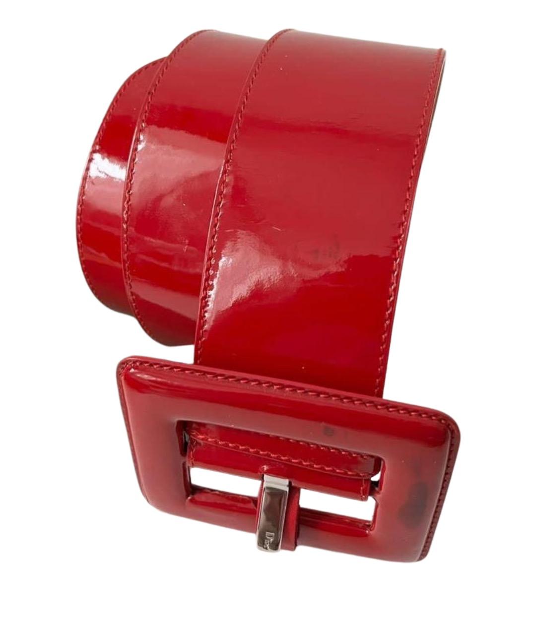 CHRISTIAN DIOR Красный ремень из лакированной кожи, фото 1