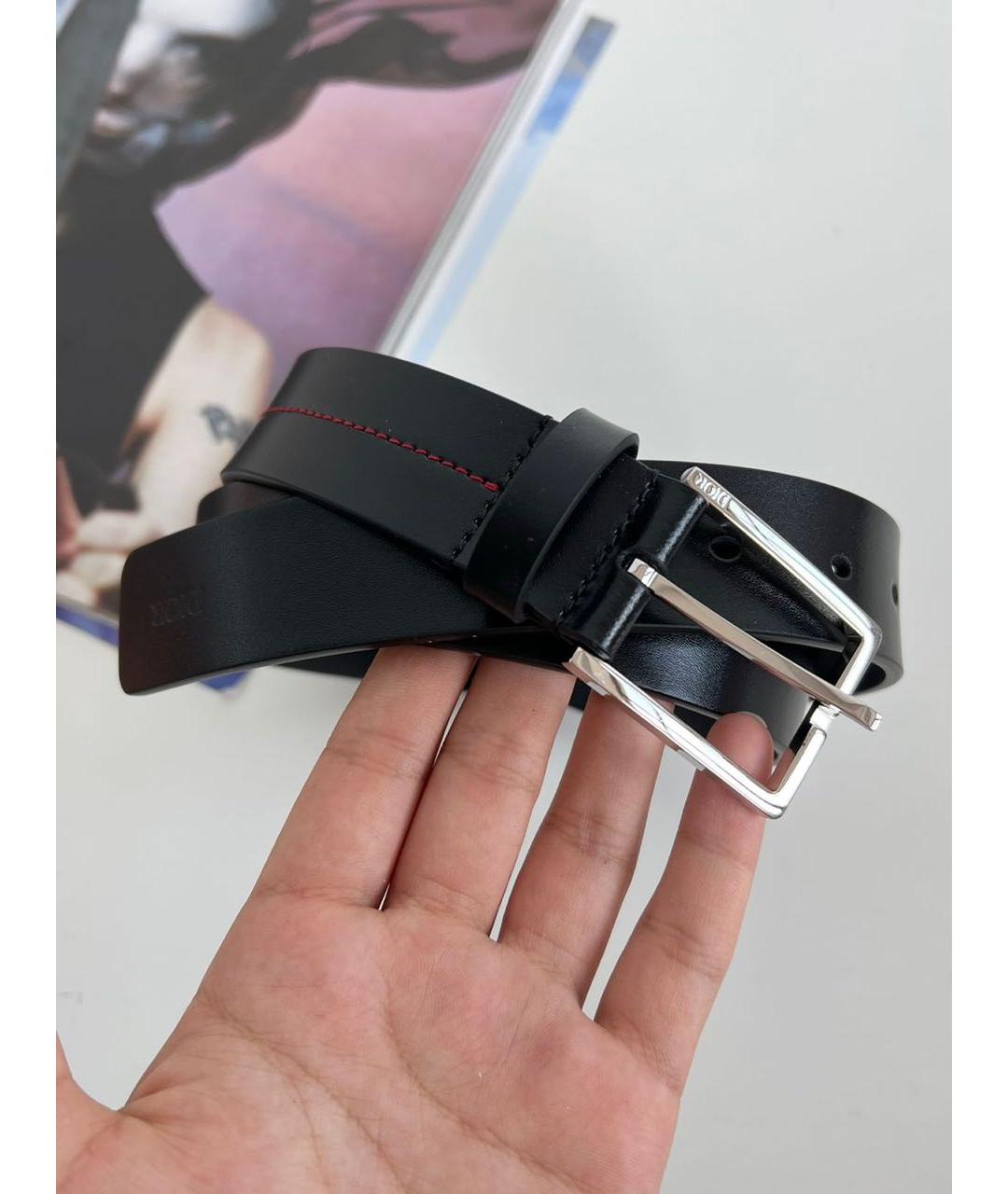 CHRISTIAN DIOR Черный кожаный ремень, фото 3