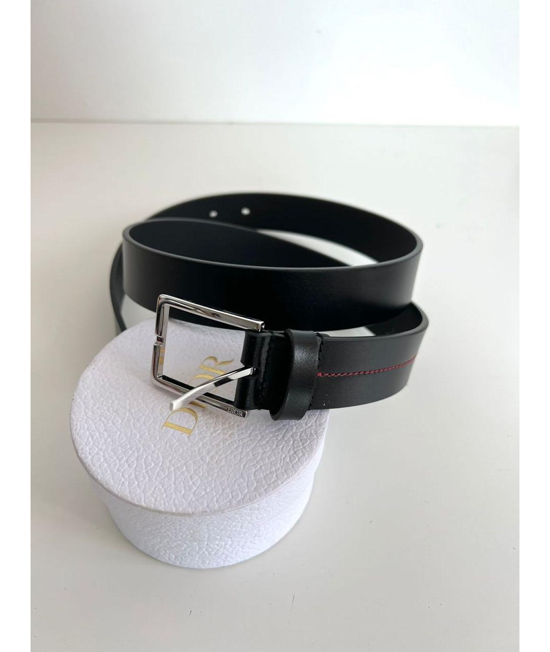 CHRISTIAN DIOR Черный кожаный ремень, фото 2