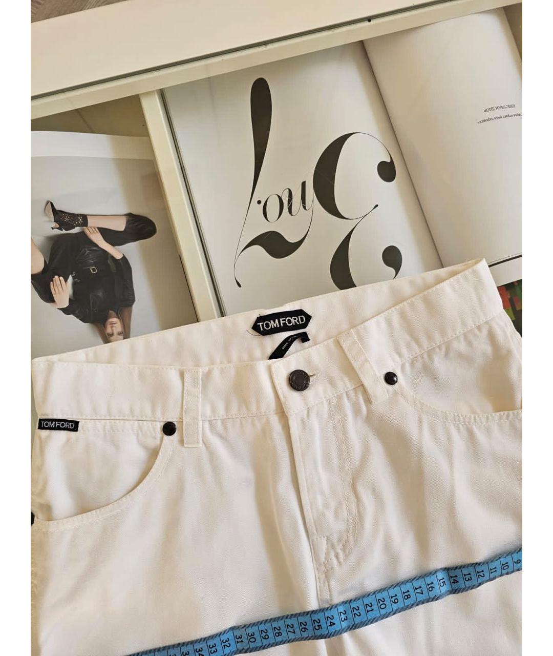 TOM FORD Белые хлопковые джинсы слим, фото 3