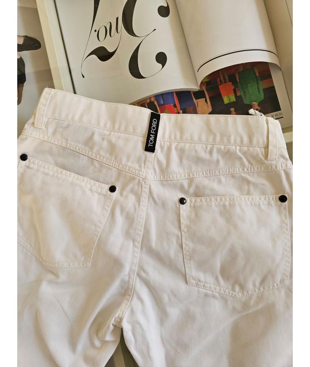 TOM FORD Белые хлопковые джинсы слим, фото 4