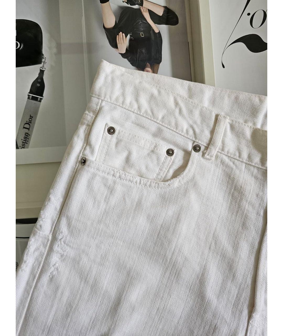 CHRISTIAN DIOR Белые хлопковые прямые джинсы, фото 4