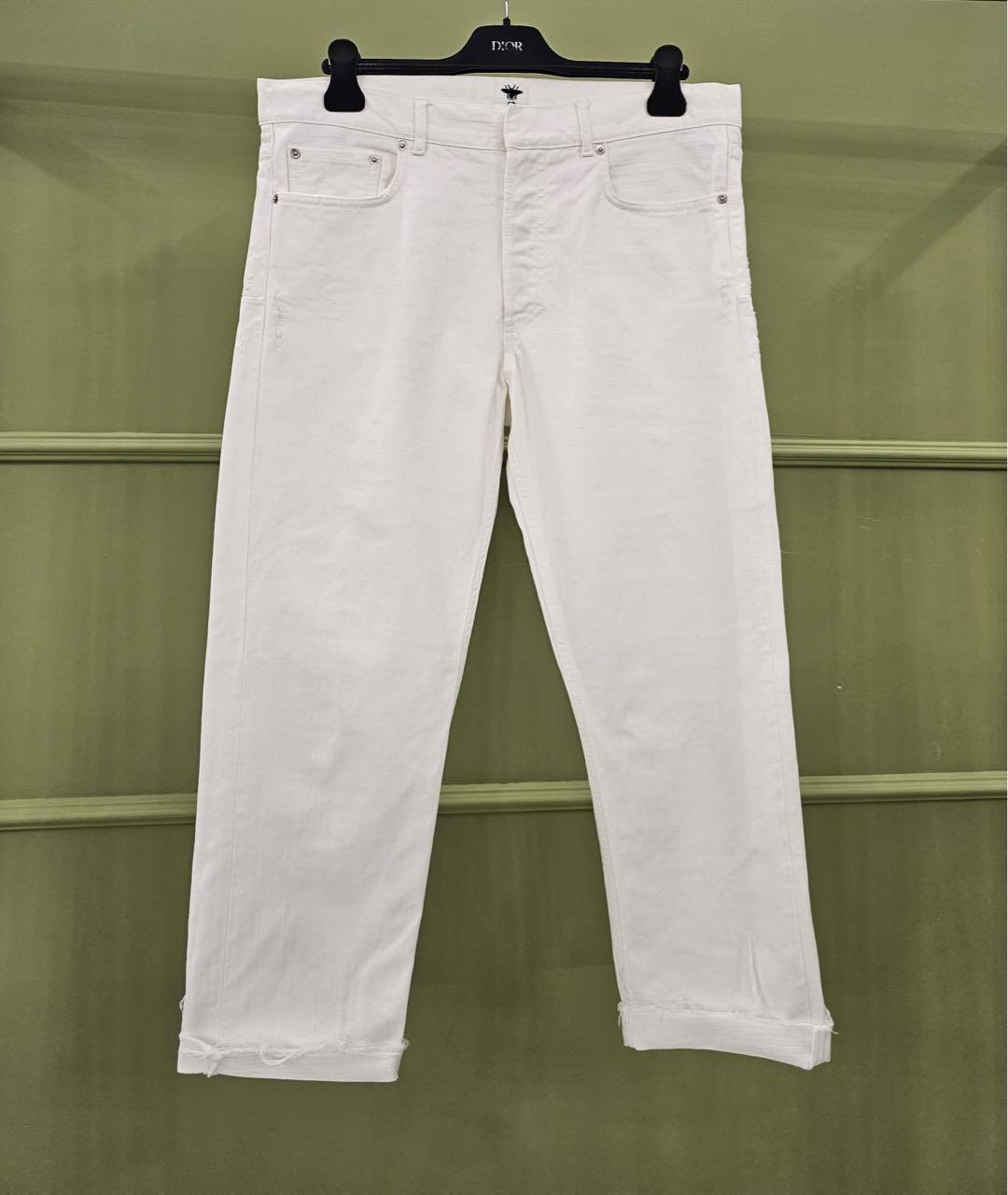 CHRISTIAN DIOR Белые хлопковые прямые джинсы, фото 9