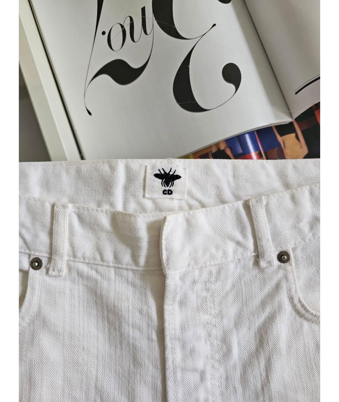 CHRISTIAN DIOR Белые хлопковые прямые джинсы, фото 3