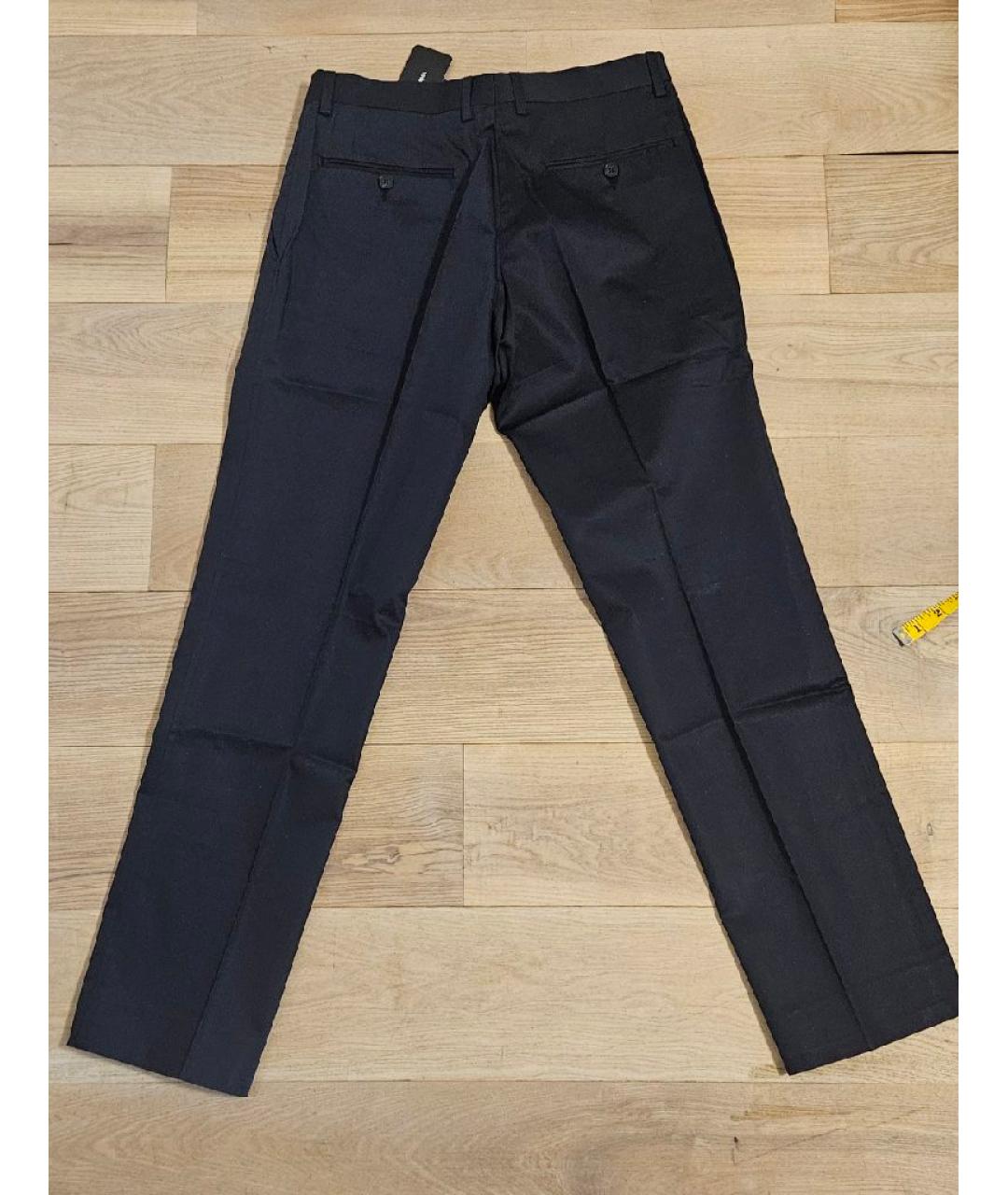 DOLCE&GABBANA Темно-синие хлопковые классические брюки, фото 2