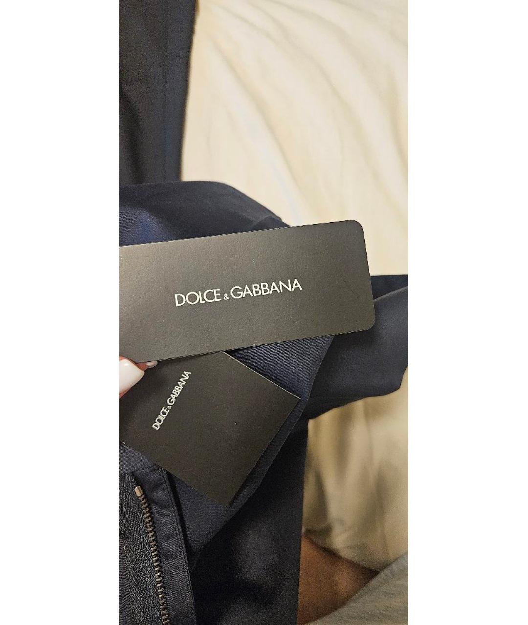 DOLCE&GABBANA Темно-синие хлопковые классические брюки, фото 5