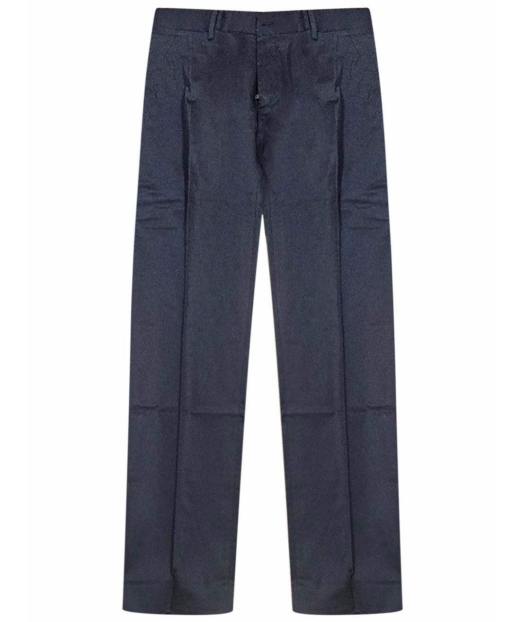 DOLCE&GABBANA Темно-синие хлопковые классические брюки, фото 1