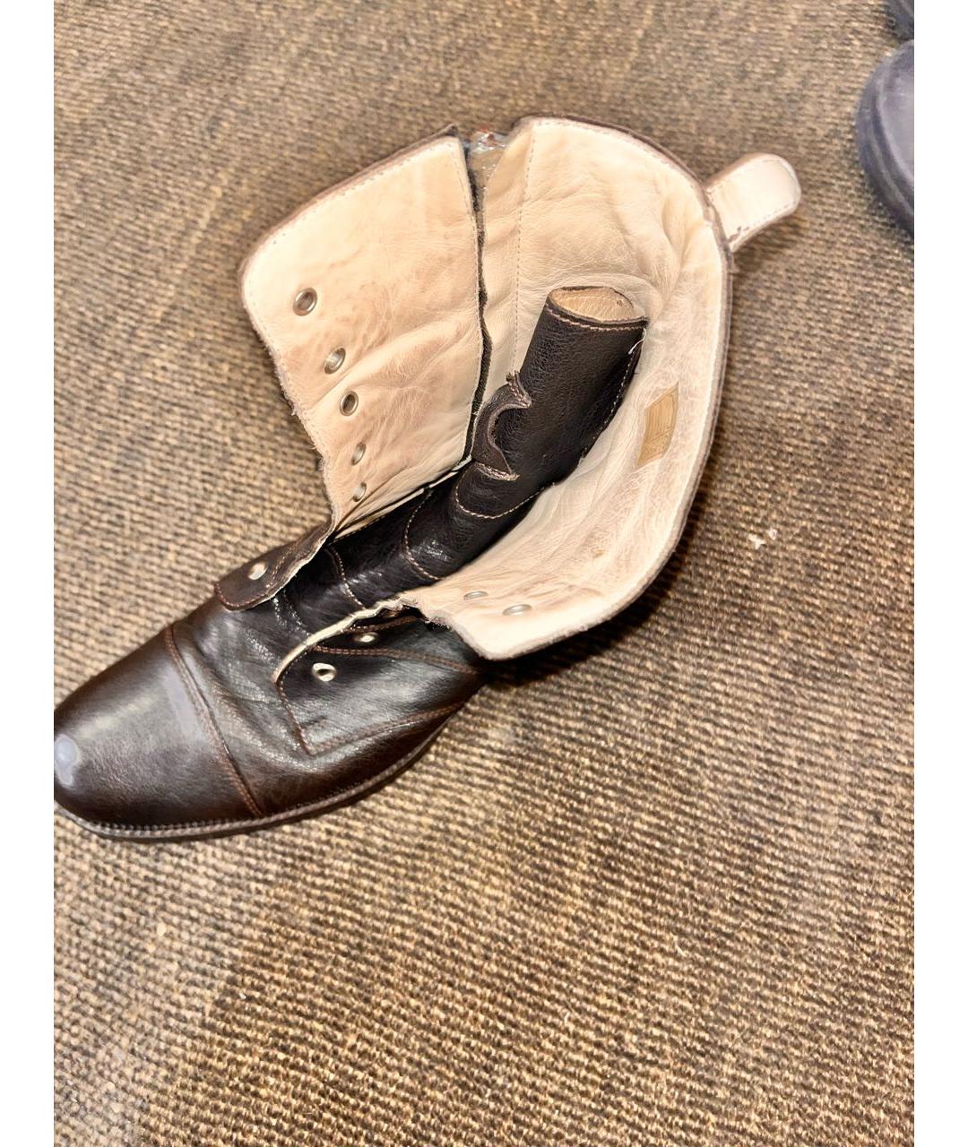 DOLCE&GABBANA Коричневые кожаные высокие ботинки, фото 4