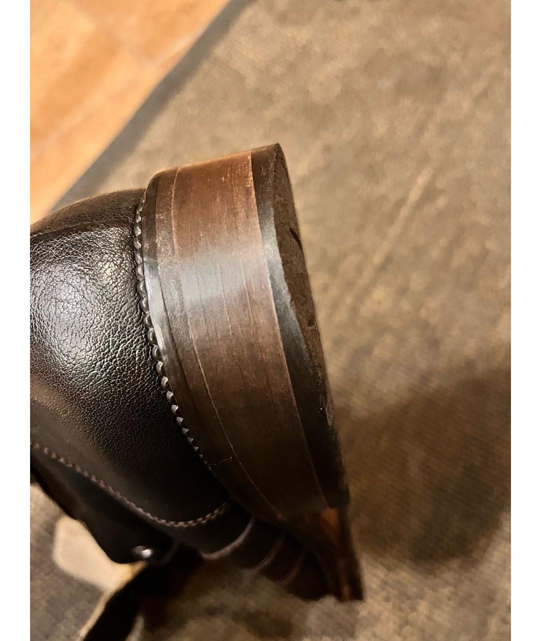 DOLCE&GABBANA Коричневые кожаные высокие ботинки, фото 5